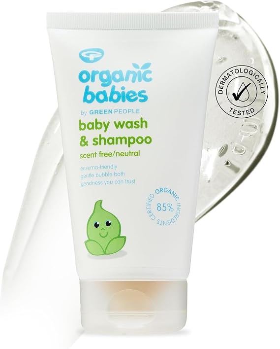 Green People Organic Babies Baby Wash & Shampoo, Fragrance Free, 150ml | Organic Baby Wash and Shampoo, A Gentle 3-in-1 Baby Wash, Aloe Vera, Chamomile and Yucca, Vegan, Organic and Cruelty Free