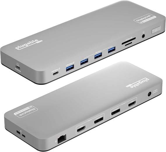 Plugable USB C Docking Station, Dual Monitor 4K 60Hz 2X HDMI or DisplayPort