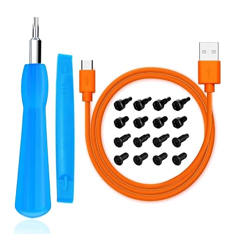 Replacement Ring Screwdriver Bit Set Blue & 20Pcs Doorbell Screws T6 T15 & Charger Charging Cable Cord for Video Doorbell, Video Doorbell 2 3 Pro Accessories & Elite Fits All Ring Video Doorbell Kit