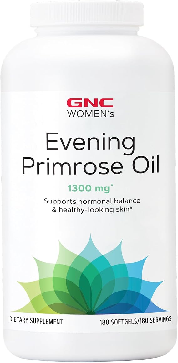 GNC Women's Evening Primrose Oil (EPO) 1300 mg | Supports Hormonal Balance, Immunity, Healthy Skin and Heart Health | Daily Vitamin | 180 Softgel Capsules