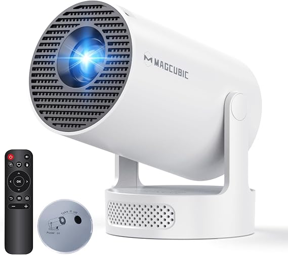 Mini Projector with WiFi 6 Bluetooth 5.4, 4K Support Portable with Lens Cap