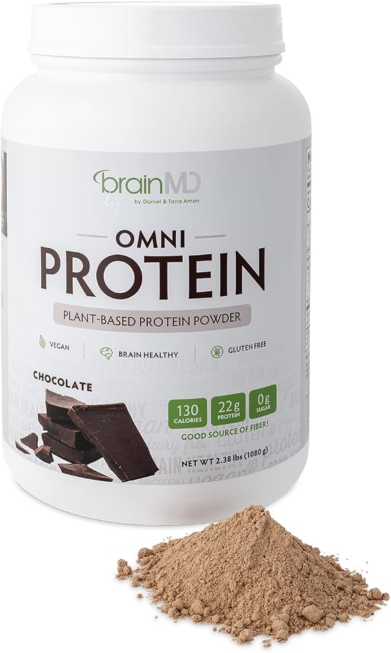 BrainMD Omni Protein, Chocolate, Plant-Based Powder, 2.38 lb, 30 Servings