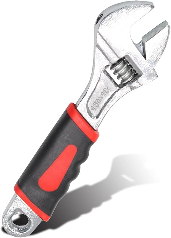 6 Inch Adjustable Wrench Cr-V Steel | Ergonomic Rubber Grip Spanner Handle, For Home, Workshop and Garage