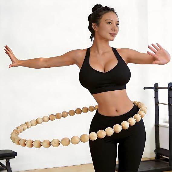 RR Round Rich Weighted Hula Hoop for Adults 5 lb Solid Wood Exercise Hoop