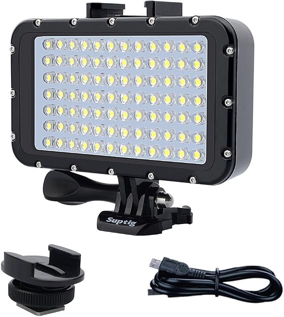 Suptig Underwater Lights Dive Light 84 LED High Power Dimmable Waterproof LED Video Light Waterproof 164ft(50m) Camera Light for Gopro Canon Nikon Pentax Panasonic Sony Samsung SLR Cameras