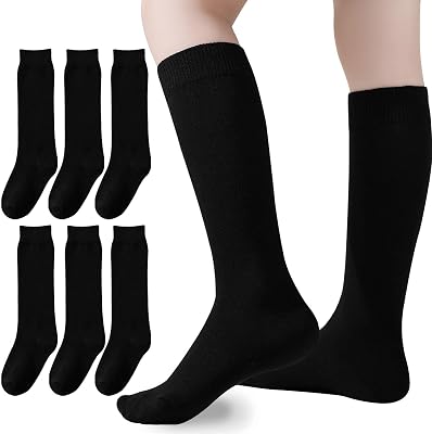 Knee High Socks for Girls Boys School Uniform Set - 36 Pack Cotton Tube Socks in Black, White, Navy Blue