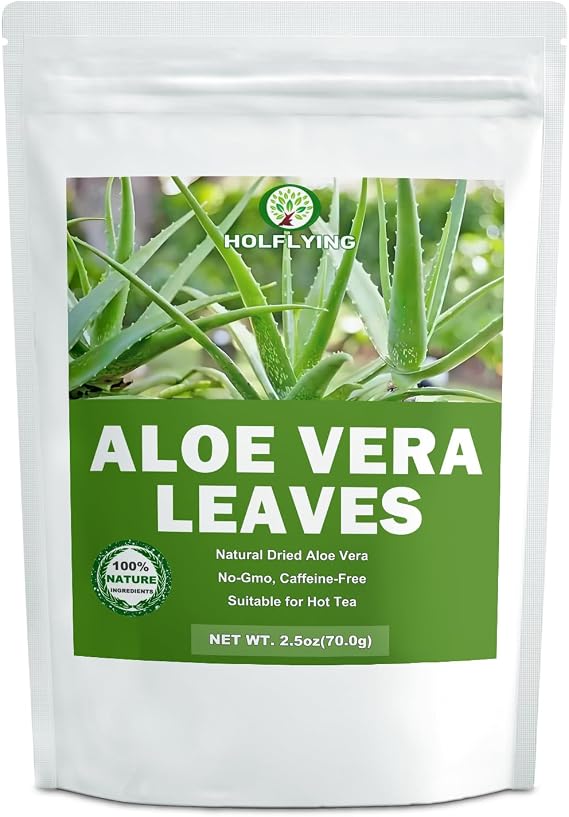 Dried Aloe Vera Leaves Sliced - 2.5 oz, Cut & Sifted, All-Natural Aloe Leaves Without Aloe Vera Gel, No Additives, No GMO
