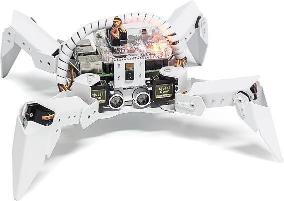 SunFounder PiCrawler AI Robot Kit Compatible with Raspberry Pi 5/4/3B+/Zero 2W, OpenClaw LLM ChatGPT/Gemini/Grok Compatible, Audio and Video Recognition, Python/Scratch Compatible, Microphone and