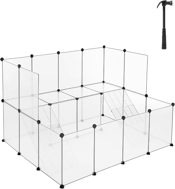 SONGMICS Guinea Pig Playpen, 2-Tier Small Animal Playpen
