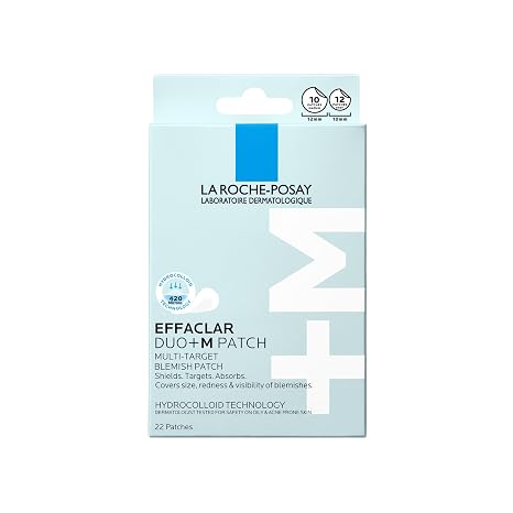 La Roche-Posay Effaclar Hydrocolloid Pimple Patches, 22 Count | Multi-target blemish patches for face that absorb pimples & is discreet under makeup. Includes 12 small & 10 medium patches.