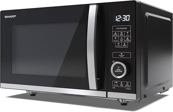 SHARP YC-QS204AU-B Compact 20 Litre 800W Digital FLATBED Microwave, 10 power levels, ECO Mode, defrost function, LED cavity light - Black
