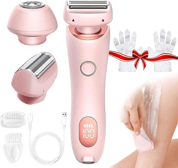 Razor for Women, Electric Razor for Women, Dual Head Shaver Waterproof Lady (Pink)