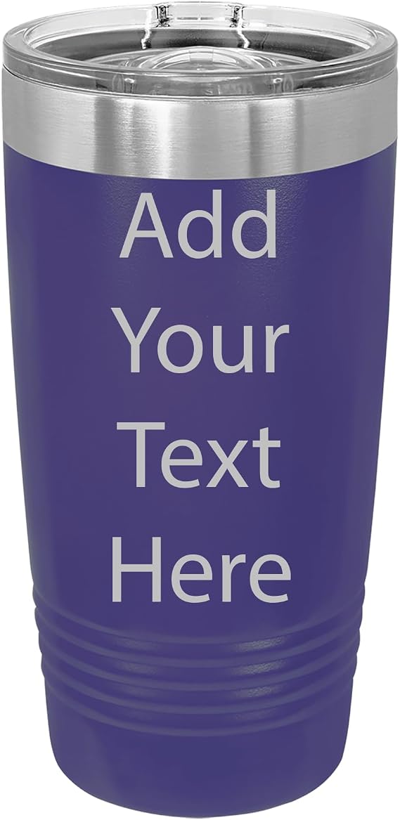 Customized Polar Camel 20 oz. Vacuum Insulated Ringneck Tumbler with Slider Lid Personalized With Your Text (Purple)