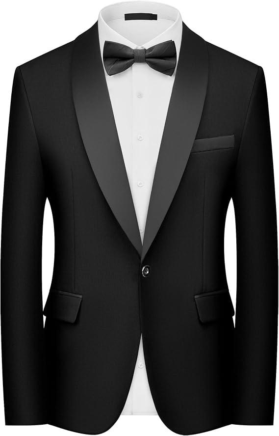 Men's Blazer Slim Fit Tuxedo Shawl Lapel One Button Suit Jacket Prom Dinner | Elegant formal dress jacket tailored for weddings, dinner dates, proms, party celebrations, and smart casual evening wear