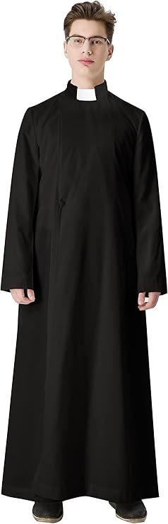IvyRobes Unisex Adult's Clergy & Pulpit Anglican Cassock with Tab Insert Collar