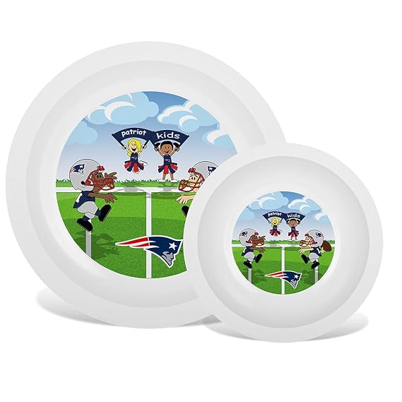 Baby Fanatic NFL Legacy Infant Plate & Bowl Set, New England Patriotic, for Ages 6 Months & Up