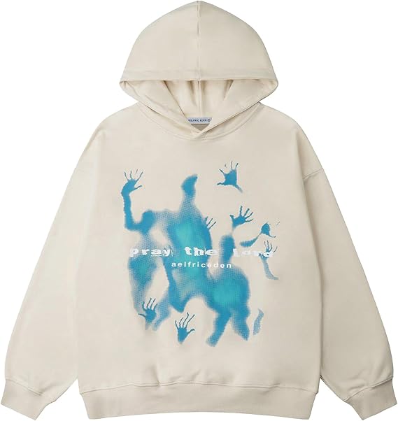 Aelfric Eden Star Print Color Contrast Hoodie Mens Plain Hooded Women Oversized Hoody Casual Loose Sweatshirt Long Sleeve Warm Pullover Fall Winter Outfits