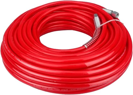 25ft 1/4inch Airless Paint Sprayer Hose Flexible Fiber Tube Spray Paint Coating Latex Accessories for Sprayer 4350 PSI Red