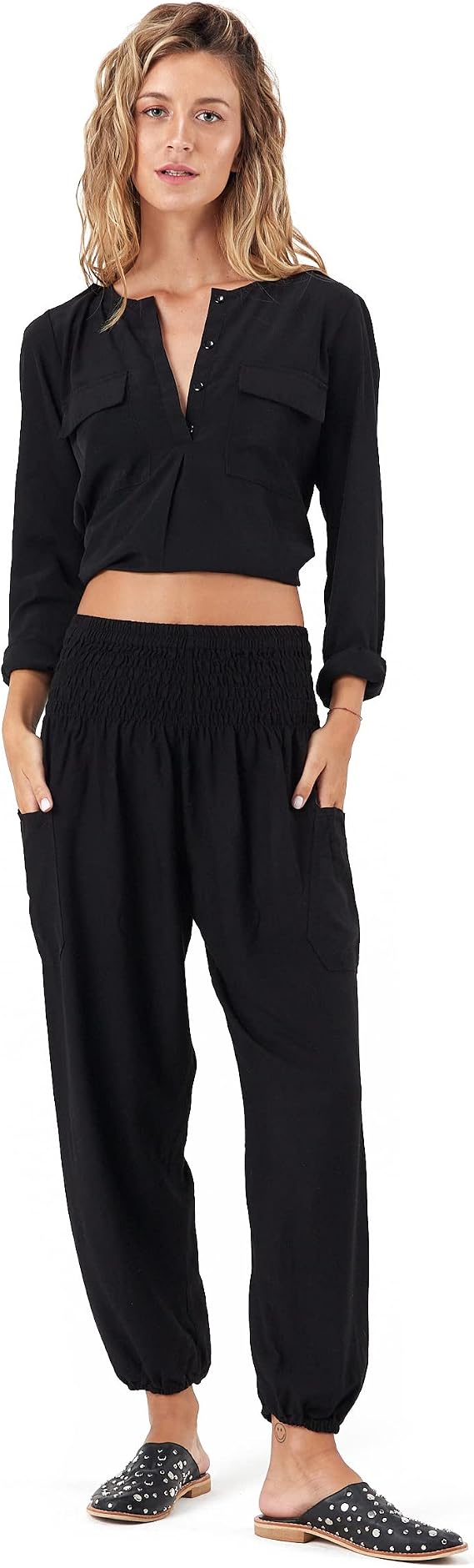 Happy Trunks Harem Pants for Women/Womens Yoga Pants with Pockets (S-XXL) Hippie Clothes/Boho Clothes for Women/Beach Lounge