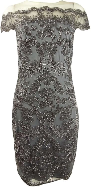 Tadashi Shoji Womens Embroidered Bodycon Dress
