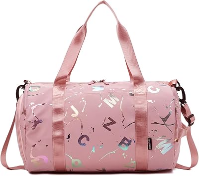Small Gym Bag for Women, Cute Sports Travel Duffel Bags with Shoe Compartment & Wet Pocket, Carry On Weekender Overnight Bag Gym Tote Bag for Weekend Getway Workout Yoga Pink