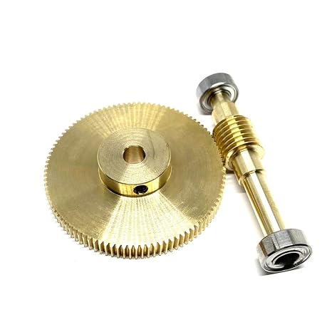 Gears, Mechanical Rack 1pcs Worm Gear Reducer 0.5 Module Gimbal Gearbox 1:20 30 40 50 60 70 80 100 Turbine Copper Bearing Reducer Pinion Gears(1 Ratio 100 6mm)