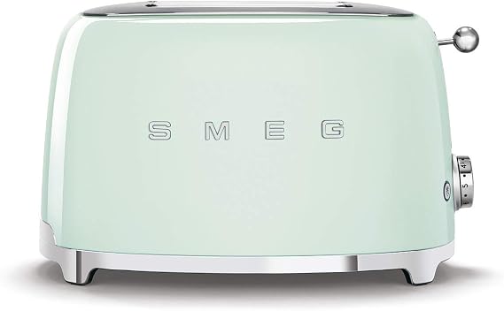 Smeg TSF01PGUK 2 Slice Toaster, Extra Wide Slots, 3 Pre-Set Options, 950W, Pastel Green