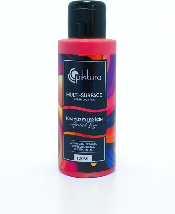 Multi-Surface Hibrit Akrilik Boya, 120ml, Su Bazlı, Ahşap Cam Seramik Metal Kumaş Plastik için (Derin Kırmızı)