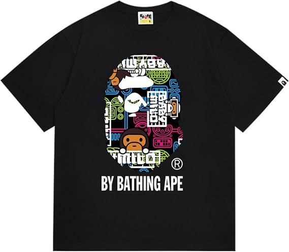 24ss Campus Fashion Top BAP T-Shirt Japanese Monkey Head Small Monkey Camo Crew Neck Hoodie Loose Short Sleeve T-Shirt