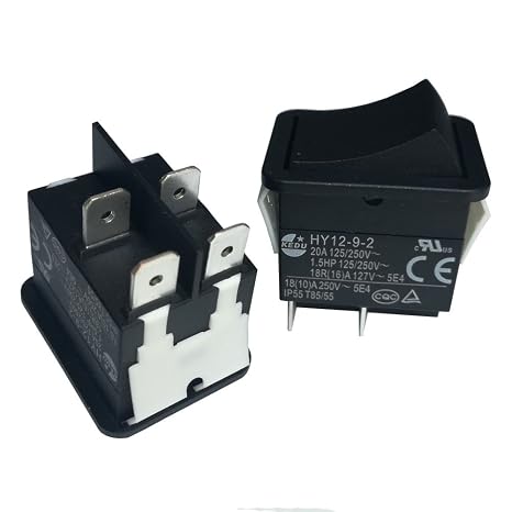 2pcs 4Pins Industrial Push Button On Off On Rocker Switch Pushbutton Switches for Electric Power Tools 125/250V 18(10) A HY12-9-2