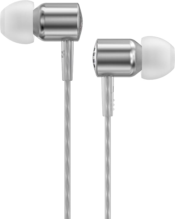 FiiO JadeAudio Headphone Earbuds Wired High Resolution Strong Bass Lossless 1DD for PC/Smartphones/Laptop with Mic JD3 (Silver)