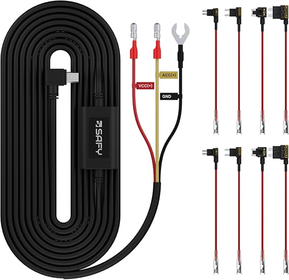 SAFY Dash Cam Hardwire Kit, 3.5m Power Cable for 24H Parking Mode