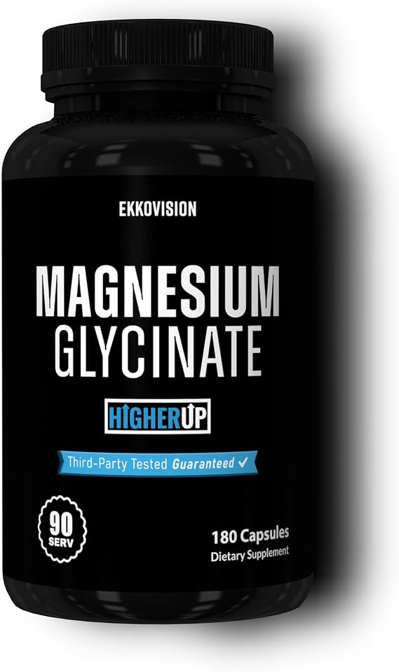 Ekkovision Magnesium Glycinate by Ekko x HigherUp, Highly Bioavailable Magnesium Supplement for Men & Women with Glycine for Relaxation, Sleep and Overall Wellness, Gentle on Stomach, 90 Capsules