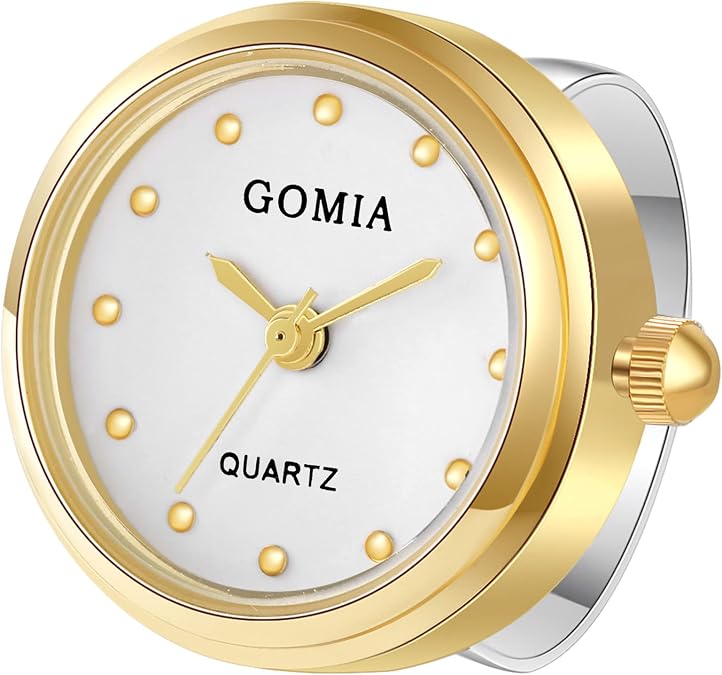 JewelryWe Men Women Novelty Finger Watch Adjustable Ring Watch Round Dial Quartz Watch Rings,