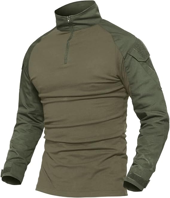 MAGCOMSEN Men's Tactical Military Shirts 1/4 Zip Long Sleeve with Pockets