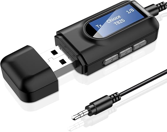 Bluetooth 5.0 Transmitter Receiver, 2-in-1 3.5mm Aux Audio Jack Adapter