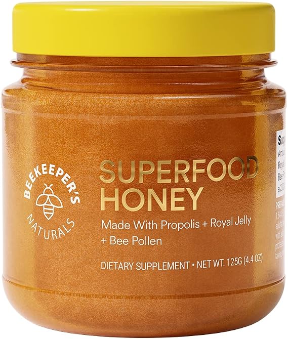 Beekeeper's Naturals Superfood Honey w/ Royal Jelly, Bee Pollen, 4.4 oz