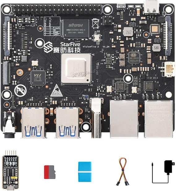 VisionFive2 RISC-V Single Board Computer 4GB Memory StarFive JH7110 Processor with Integrated 3D GPU Base on Linux with UART Cable Adapter Starter Kit @XYGStudy