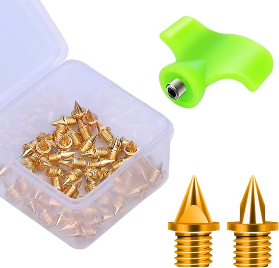 Carbon Steel Track Spikes, 50 Pcs 1/4 Inch Lighter Weight Spikes for Track, 0.47 Grams Spikes with Spike Wrench, Replacement Spikes for Track and Field Sprinting or Cross Country