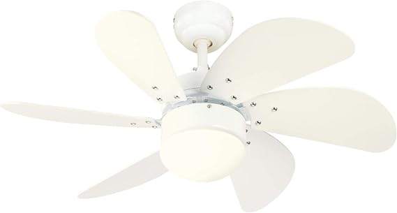 Westinghouse Lighting 7234400 Turbo Swirl 30 Inch White Indoor Ceiling Fan, Dimmable LED Light Fixture with Opal Frosted Glass