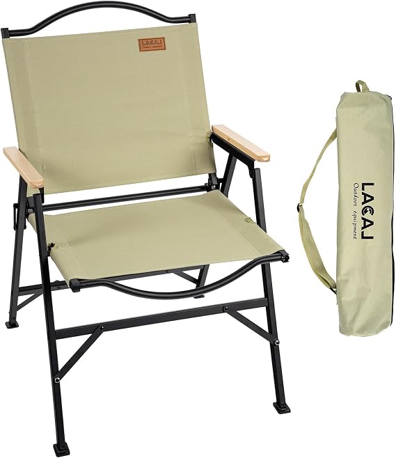 G2 GO2GETHER Folding Camping Chair for Adults Outside, Heavy Duty Aluminum Alloy Frame with Armrest, Comfortable Ripstop Oxford Cloth, Easy for Camping, Hiking, Picnic, Party(Beige L Size)