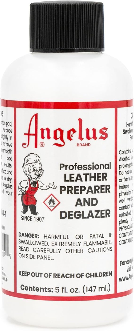 Angelus Leather Preparer and Deglazer 5oz - All-Purpose Shoe Cleaning Product, Removes Original Finish, Dirt and Oils, Preps Leather for Dye, Paint, Perfect for Shoes, Boots, Sneakers, Bags