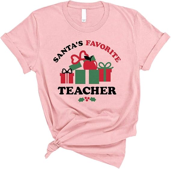 TeesAndTankYou Santa's Favorite Teacher Shirt Unisex