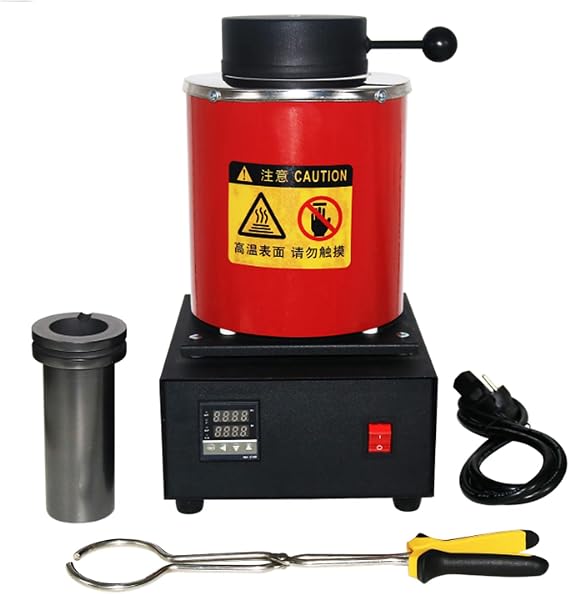 1150C High Temperature Gold Melting Furnace Kit,1400W Digital Electric Melting Furnace, with 2Kg Graphite Crucibles for Gold Silver Aluminum Copper