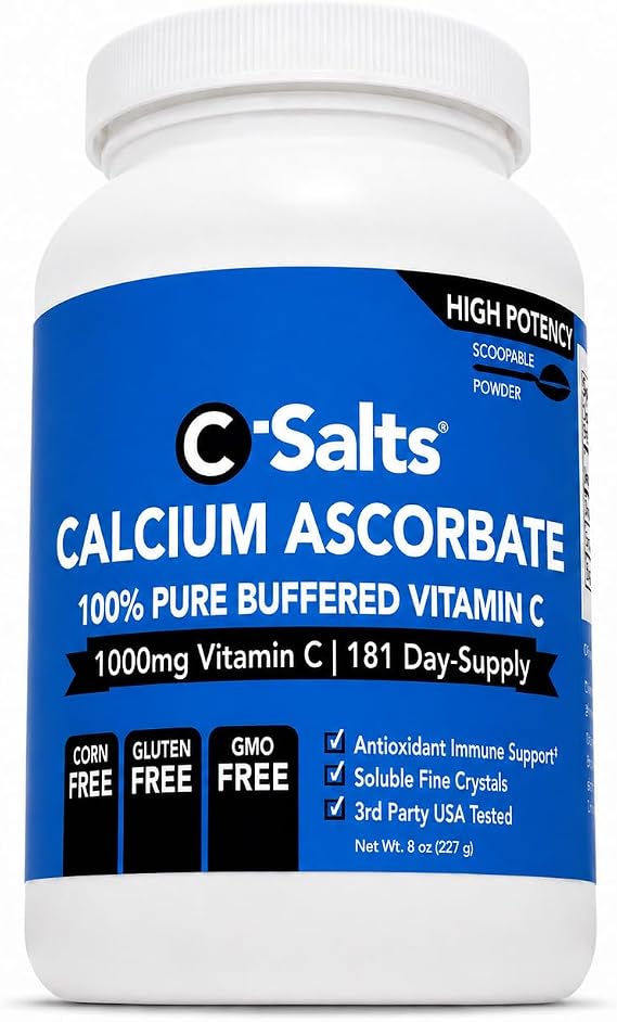 C-Salts Pure Calcium Ascorbate Vitamin C Powder (8 oz)