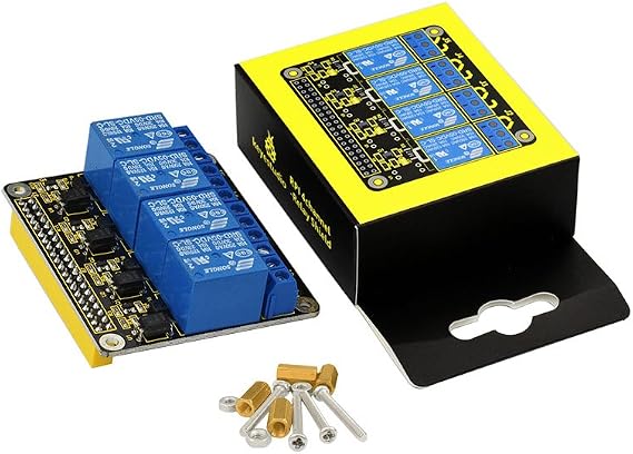 KEYESTUDIO 5V DCAC 4-Channel Relay Hat Shield Module Expansion Board for Raspberry Pi 4/A+/B+/Pi 2 Model B/Pi 3 Model B