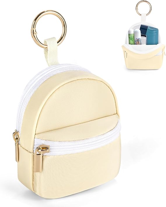 Likesing Asthma Inhaler Case, Small Inhaler Holder Keychain, Bag Only-Beige | Canvas Inhaler Keychain Holder Compatible for Handy Ventolin, Inhaler Bag for Adults Kids for Medicine Travel Case