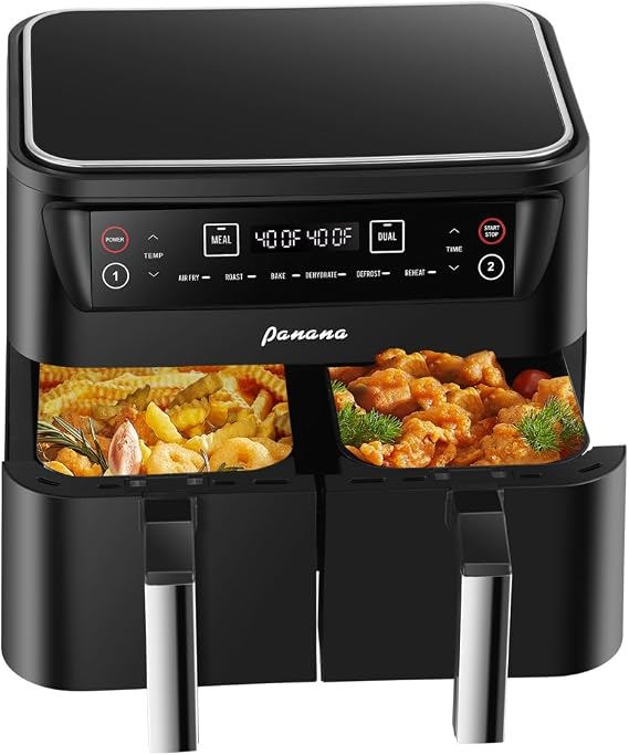 Air Fryer 8.5QT, Dual Zone 6 in 1 Air Fryer for Roast, Bake, Dehydrator, Defrost, Reheat for Quick Meals, Airfryers for Family Use