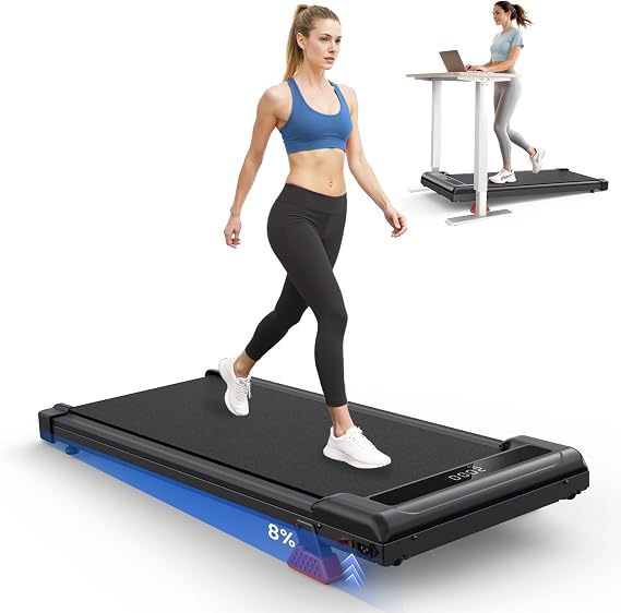 bigzzia Walking Pad with 8% Incline, 3-IN-1 Under Desk Treadmill for Home