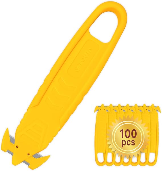 T TOVIA Safety Cutter Cardboard Cutter Film Cutter - 100 Pack Box Cutter